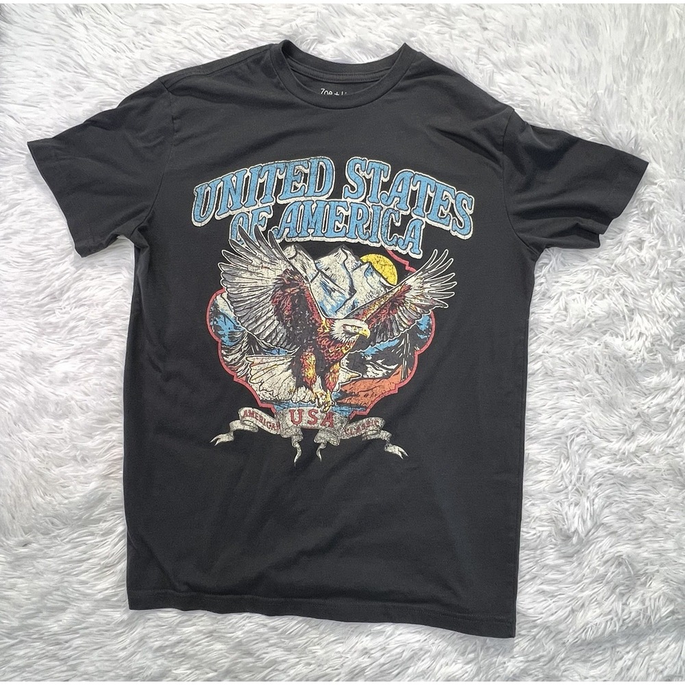 Zoe & Liv Tee T-shirt Mens Size Small U.S.A Eagle Patriotic Black